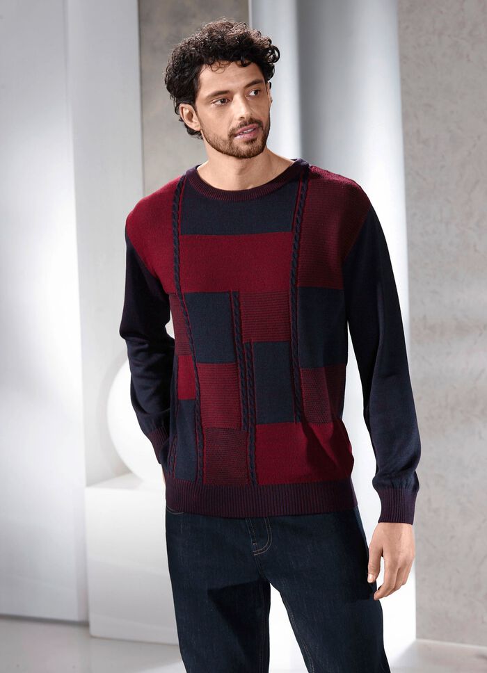 Rundhalsad tr&ouml;ja i 2 f&auml;rger BORDEAUX-MARIN MELERAD