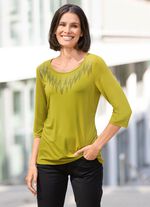 Skjorta med tallrikdekor i 2 färger PISTASCH