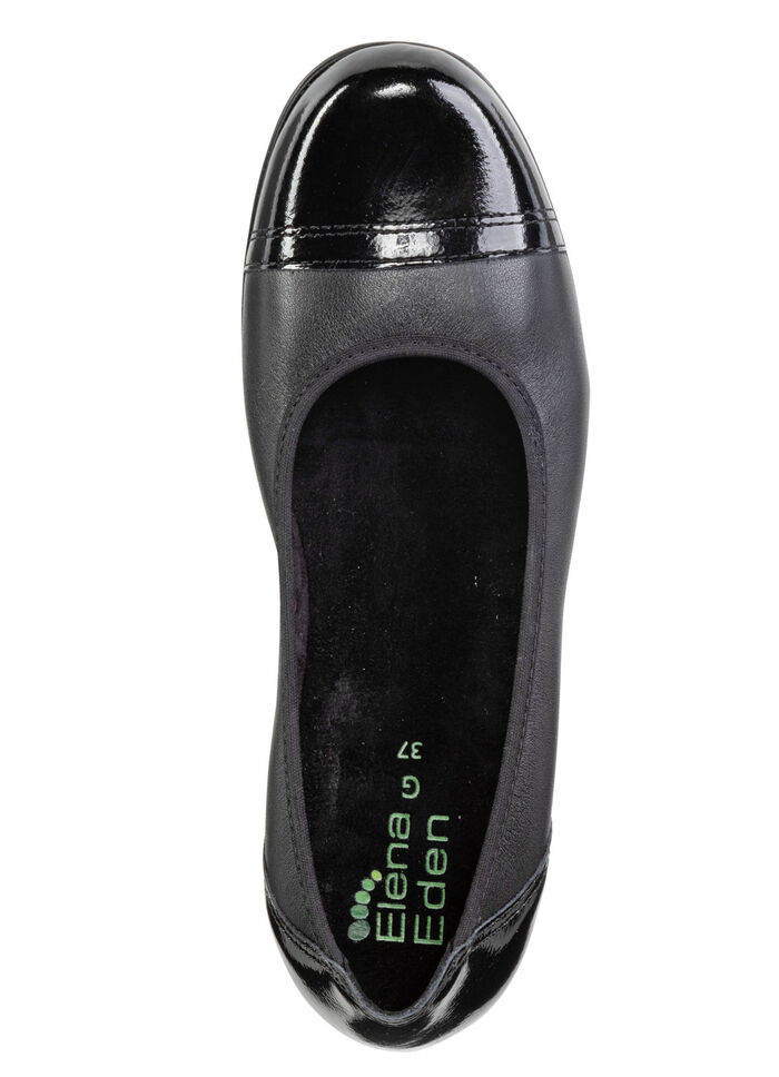 ELENA EDEN, klassiska damballerinor, vidd G, med uttagbar fotbädd SVART