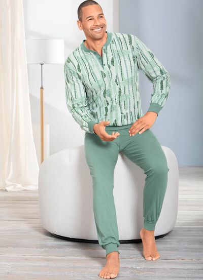 Pyjamas med knappsl&aring; och muddar 