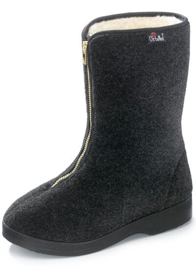 Varma damtofflor, bredd H, med dragkedja 