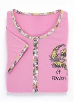 Tv&aring;pack nattlinnen med l&aring;ng knappsl&aring;, broderi och korta &auml;rmar 