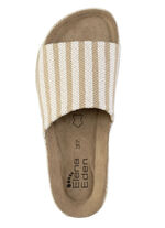 ELENA EDEN mulor gjorda av grovvävt textilmaterial BEIGE-WEISS