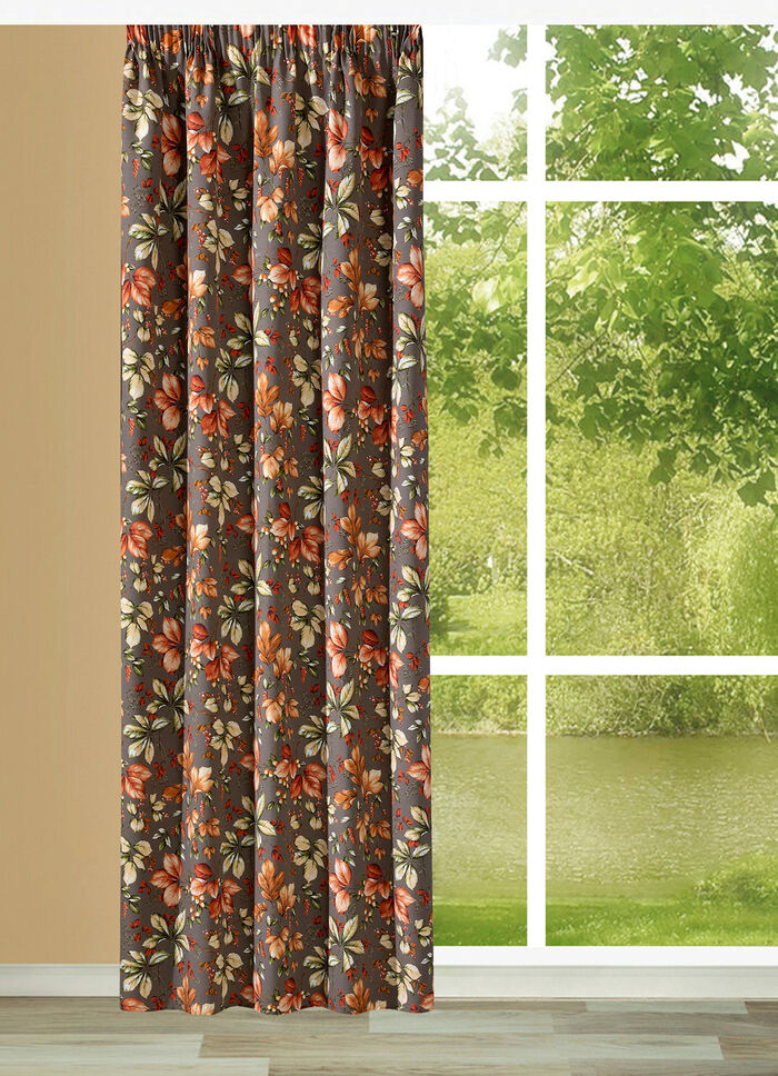 Övergardin med lövmotiv 