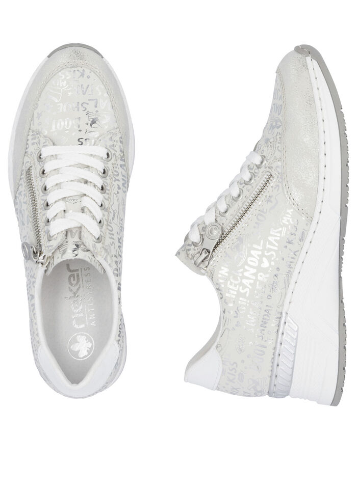 Rieker sneakers med snörning av tryckt syntetmaterial LJUSGRÅ-SILVER