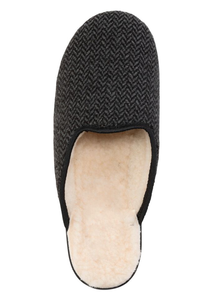 Textiltofflor med varmt foder av ren ull ANTRACIT