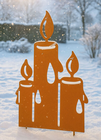 Trädgårdspåle i rostutseende 