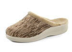 Laurina tofflor gjorda av iriserande manchestermaterial med filtkant CAMEL