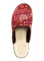 Tvåpack, fodrade damtofflor, bredd H, med textiltryck 1X BORDEAUX, 1X MARINBLÅ