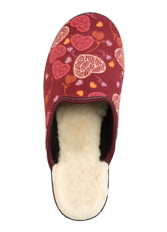 Tvåpack, fodrade damtofflor, bredd H, med textiltryck 1X BORDEAUX, 1X MARINBLÅ