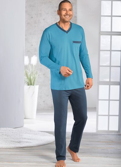 Tv&aring;pack pyjamas med v-ringning och &ouml;ppna f&aring;llar 