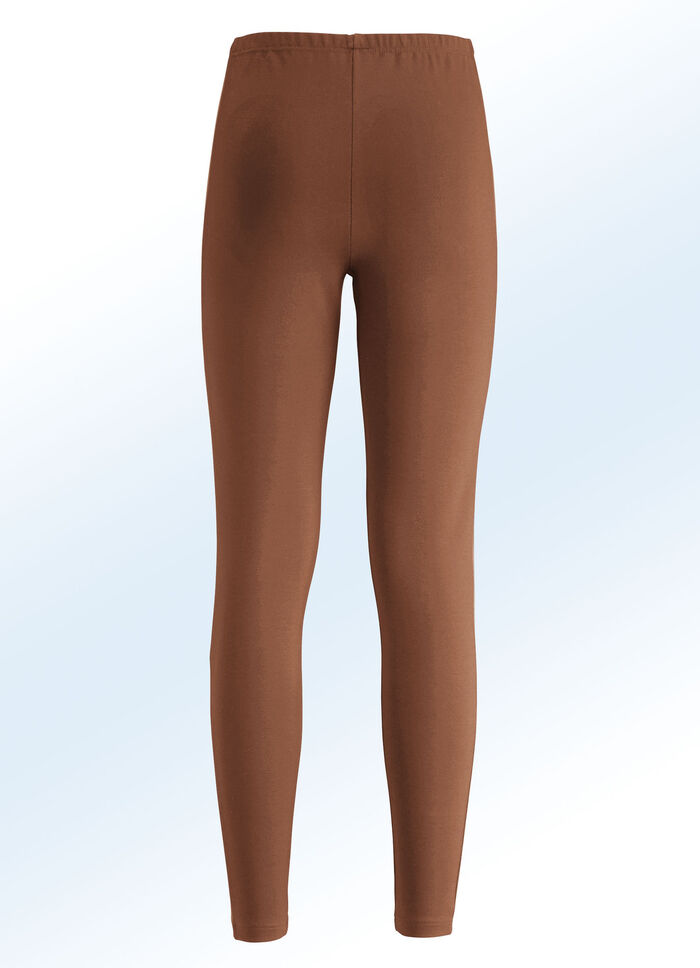 Leggings i en intressant blandning av material JEANS BLÅ