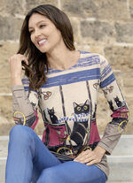 Skjorta med "kattmotiv" FLERFÄRG