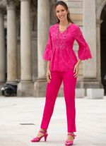 Byxor med placerade rynkor 