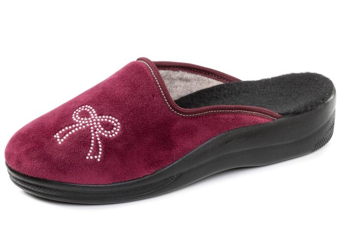 Tv&aring;pack klassiska damtofflor, bredd G, med glittrande strass 1x Bordeaux, 1x Kamel