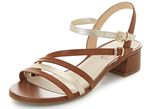 Caprice-sandal av delvis metalliserat nappal&auml;der COGNAC GULD