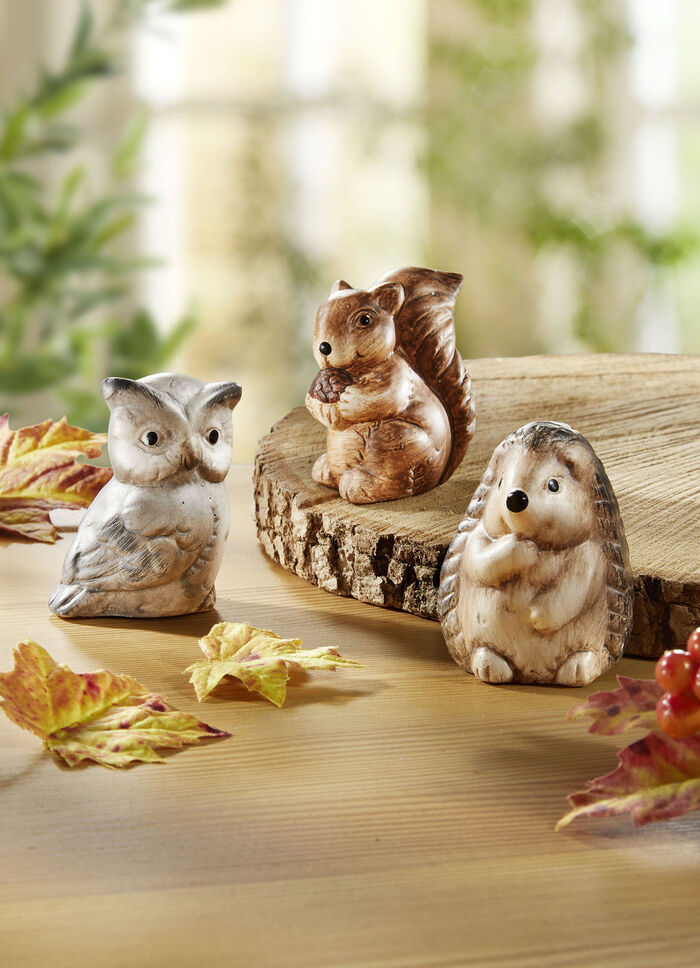 Keramiska höstfigurer i ett set om 3 