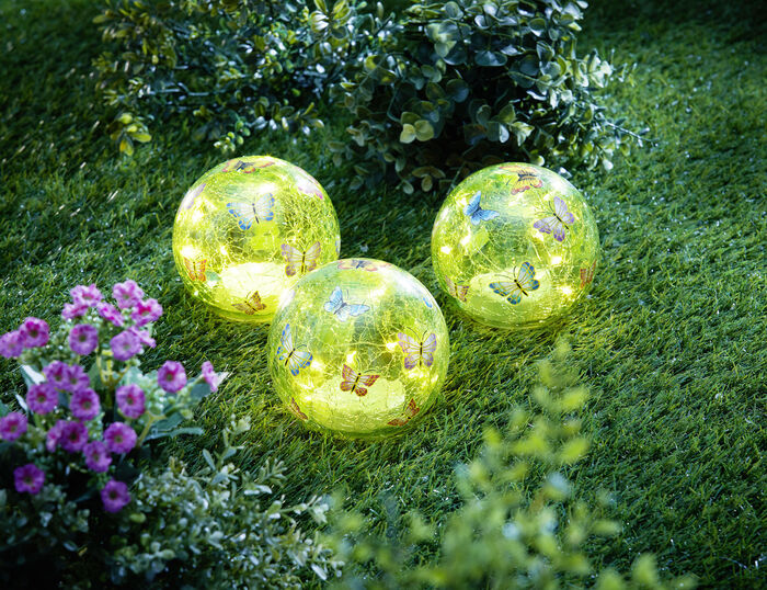 LED glaskulor "Butterfly", set om 3 