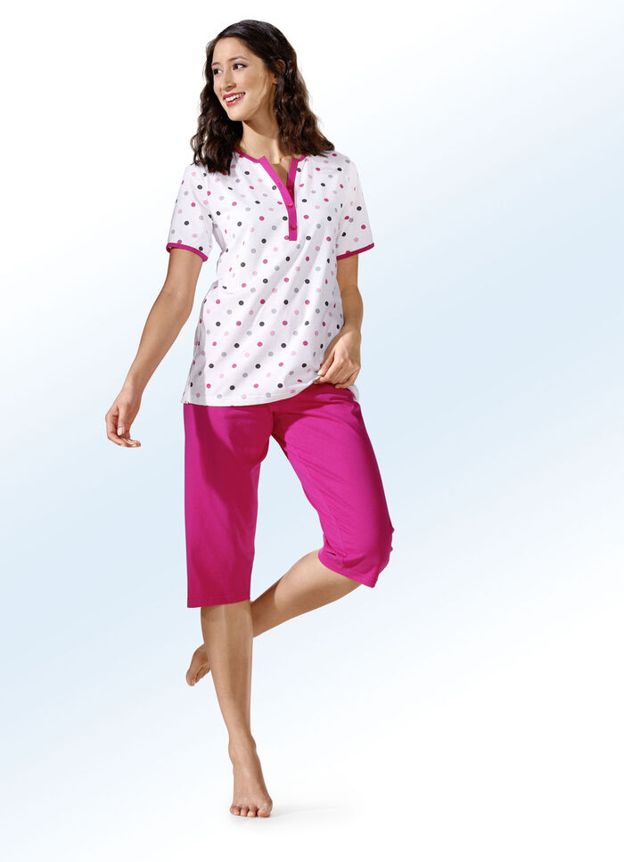 Pyjamas i två-pack med prickar, lång och kort ärm, 