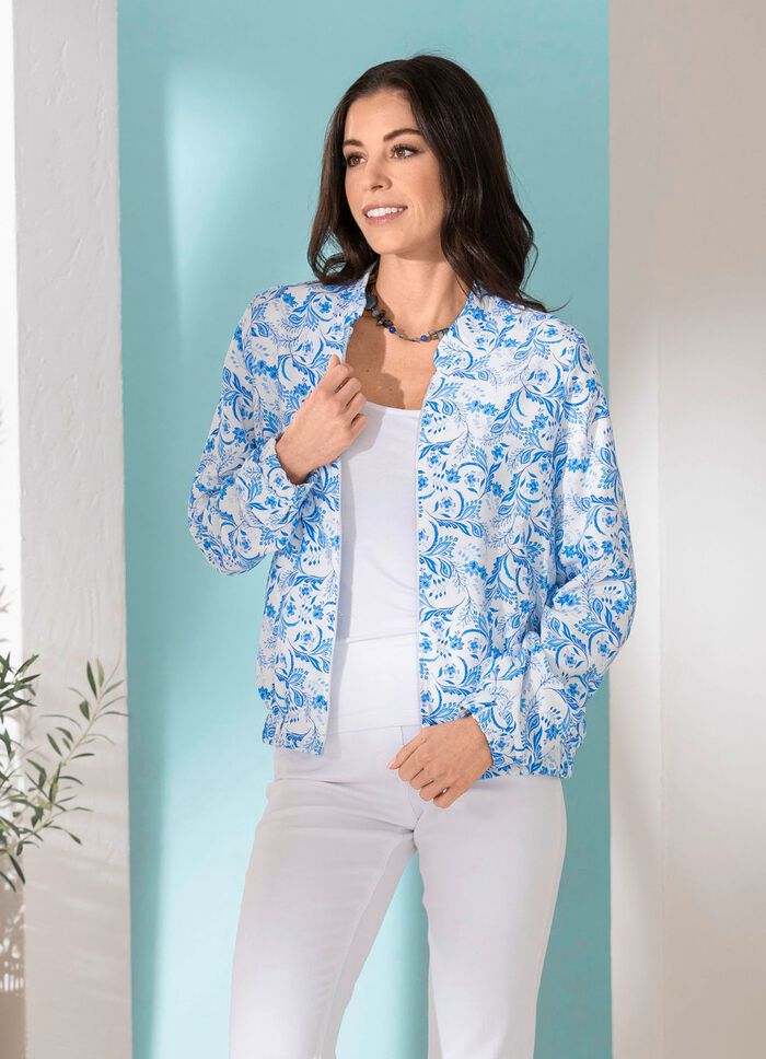 Blusjacka med smockade &auml;rmslut 