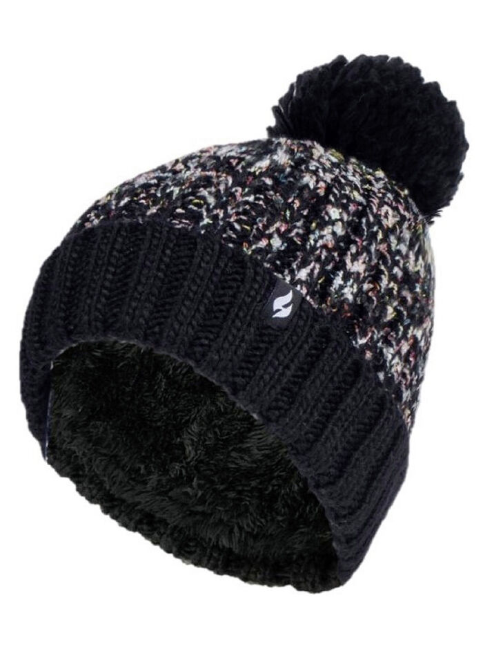 Termohatt med bobble från Heat Holders® för mer komfort på vintern SVART