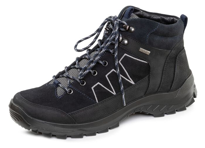 Andningsbara herrst&ouml;vlar, bredd K, med uttagbar fotb&auml;dd SVART-NATTBL&Aring;