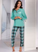 Rutig pyjamas med l&aring;nga &auml;rmar 