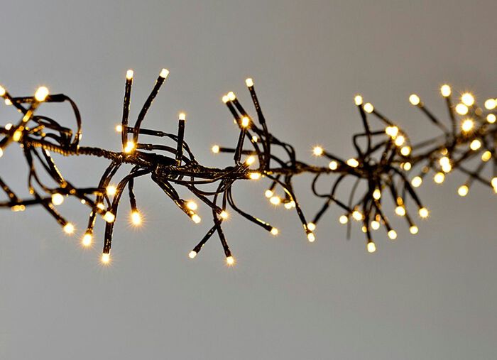 Cluster LED fairy lights med digital utomhustransformator VARM-VIT