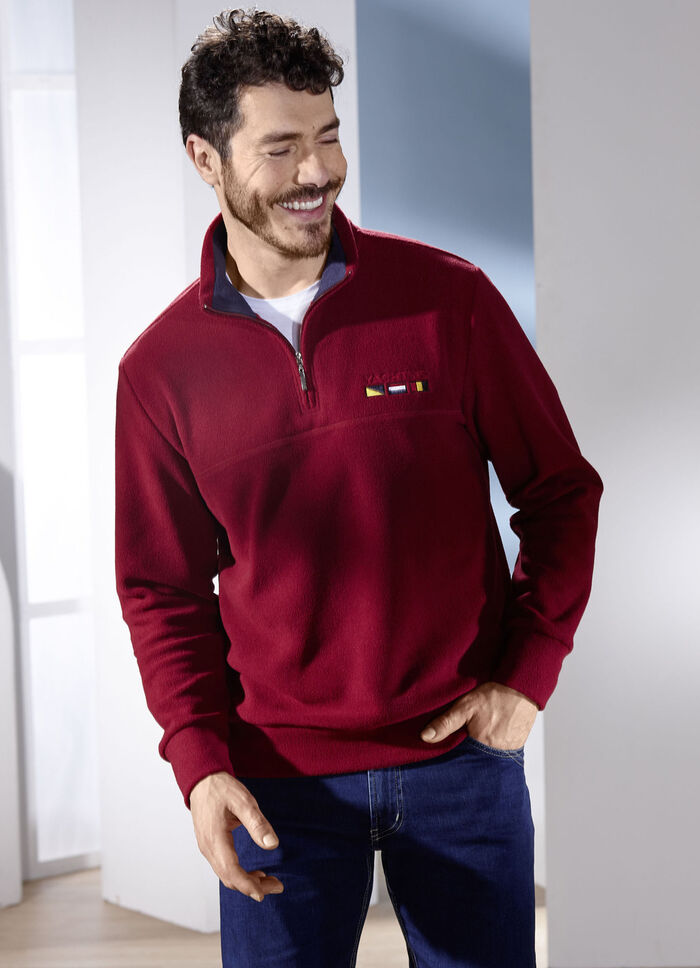 Fleecetröja i 3 färger MÖRKRÖD