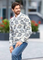 Trendig V-ringad tr&ouml;ja med intarsiam&ouml;nster 