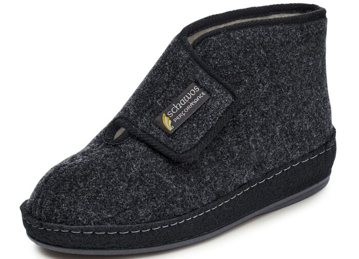 Fodrade herrtofflor, med ny ull ANTRACIT-SVART