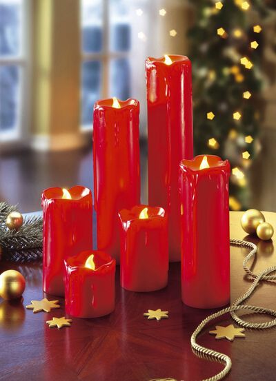 LED &auml;kta vaxljus, set om 6 