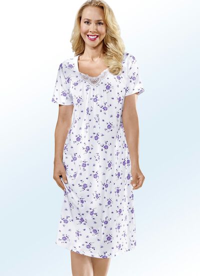 Två paket nattlinnen med rund hals och all-over design, , large