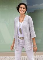 Kofta med blandade m&ouml;nster i v&aring;gdesign HELLGRAU