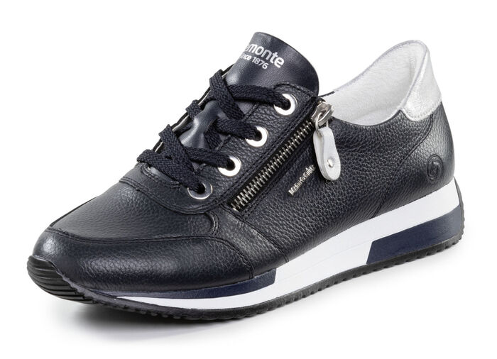 Remonte-sneakers med snörning och skimrande silverfärgad kontrastkant, 