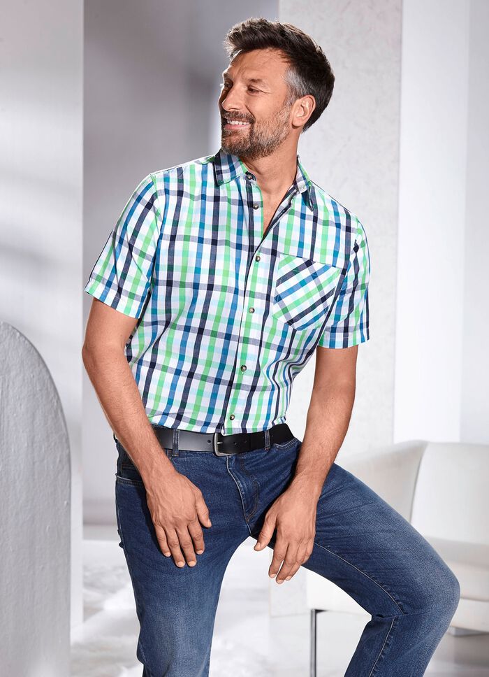 Rutig skjorta med br&ouml;stficka i 2 f&auml;rger 