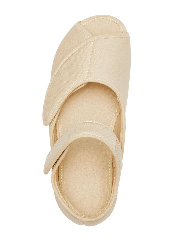 Kardborresandaler av elastiskt textilmaterial BEIGE