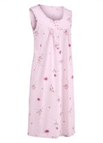 Nattlinnen i tvåpack med breda axelband och knappslå 1X MJUK SYRENFÄRG, 1X MJUK ROSFÄRG