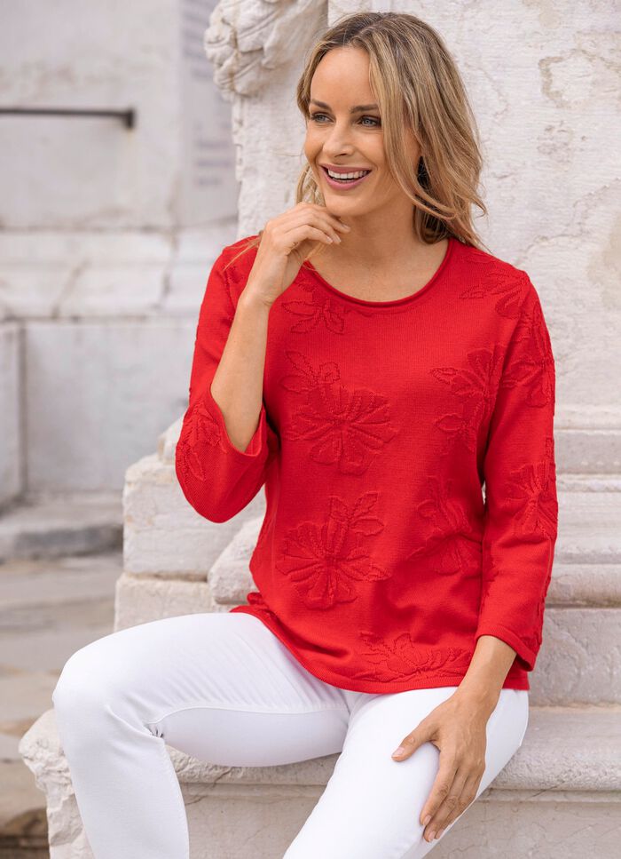 tröja med fin blomstruktur 