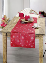 Borddekoration med fläckskydd och glittergarn RÖD-SILVER