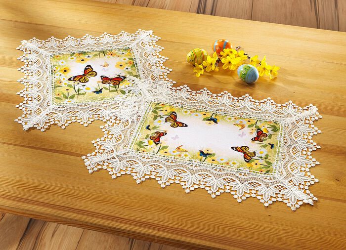 Bords- och rumsdekoration med genomarbetad spets MOUSSERANDE VIN