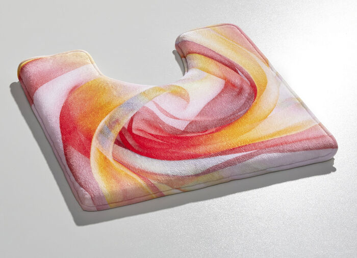 Fantastiskt mjuka badmattor med tryck RÖD-GUL