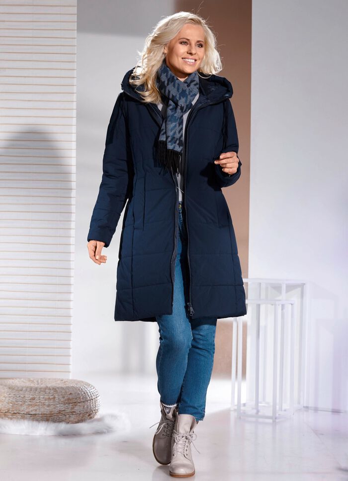 Kort kappa med fast huva 