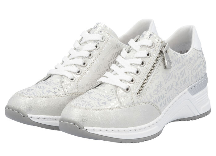 Rieker sneakers med snörning av tryckt syntetmaterial LJUSGRÅ-SILVER