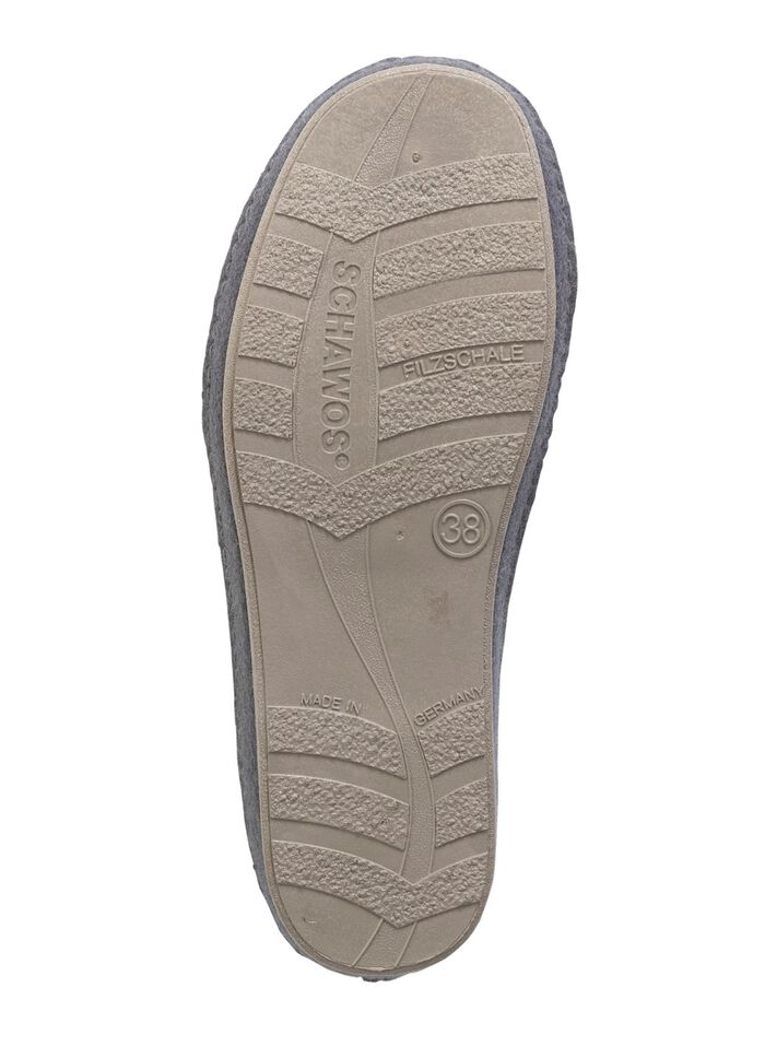 Tofflor i ullfilt med blomm&ouml;nster GR&Aring;