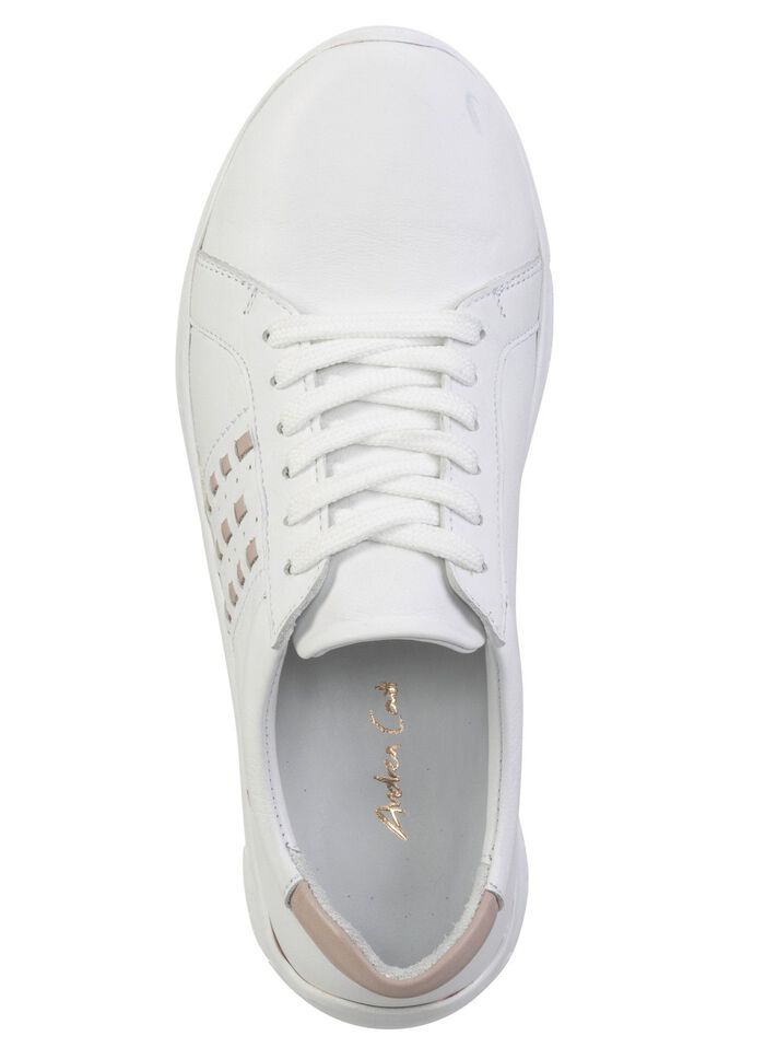 Andrea Conti sn&ouml;rsko i nappal&auml;der med kontrasterande detaljer VIT