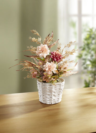 Dahliaarrangemang i kruka 