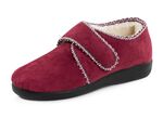Varma damtofflor, bredd H, med kardborreband BORDEAUX