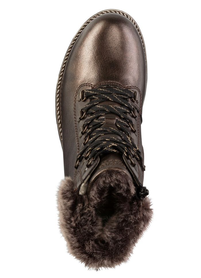 Remonte st&ouml;vlett med sn&ouml;rning och plyschkrage 