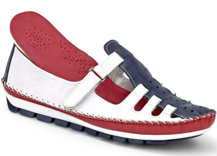 Gemini mockasinloafer i somrig design VIT-NAVY-RÖD